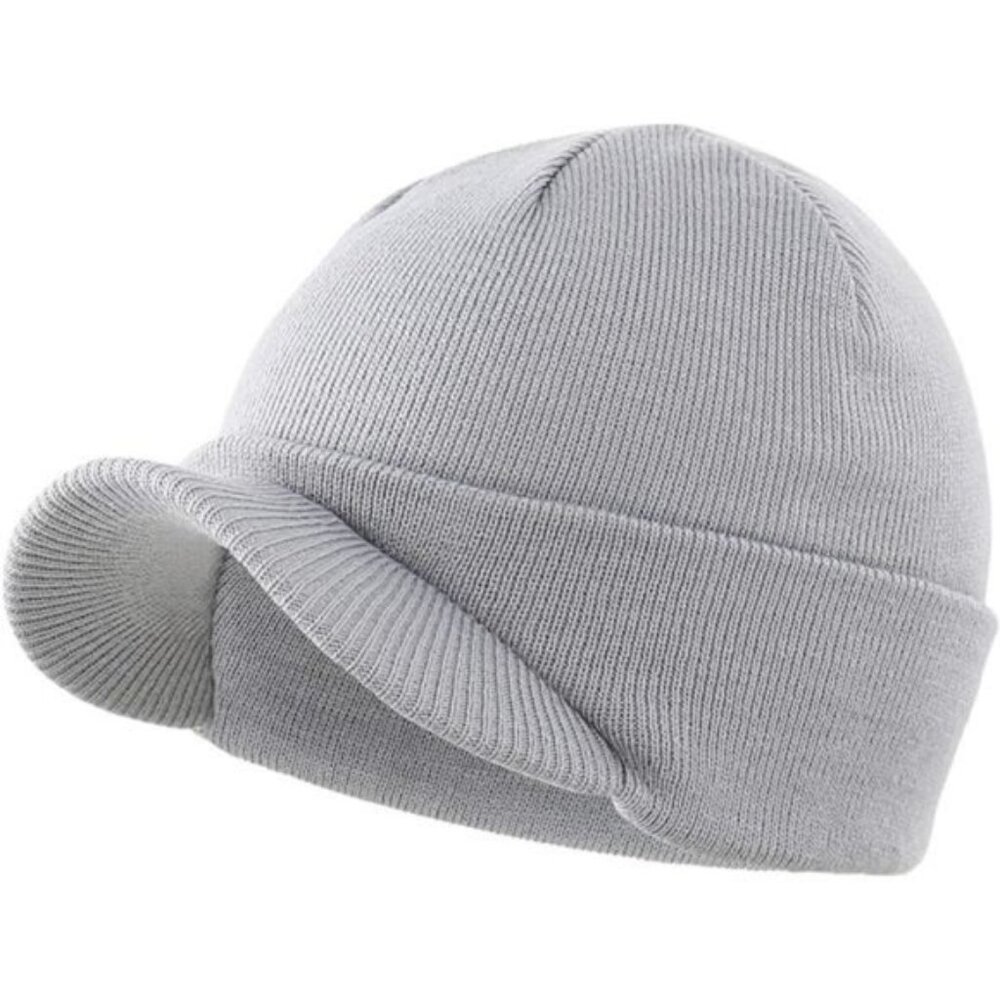 Men's Winter Beanie Hat Light Gray